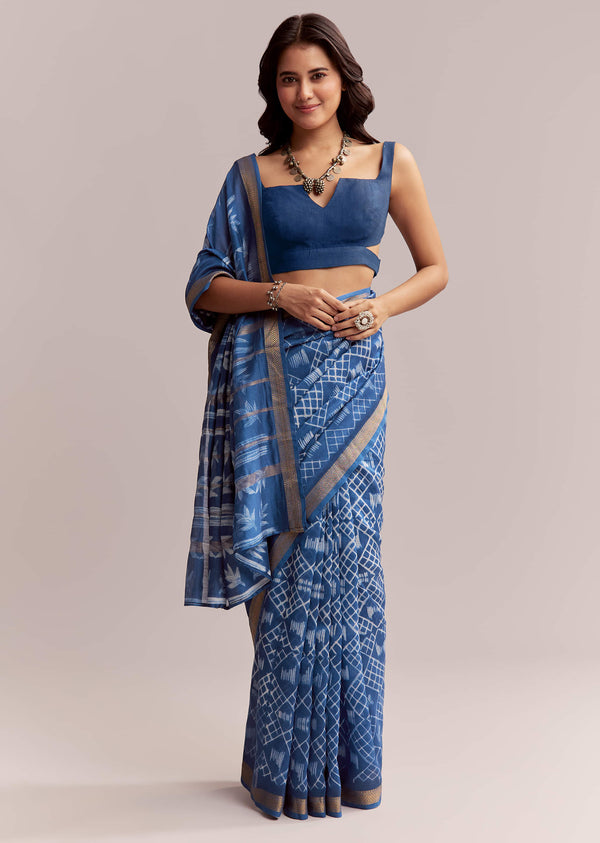 ink-blue-linen-printed-saree-with-heritage-shibori-print-sg311969-1