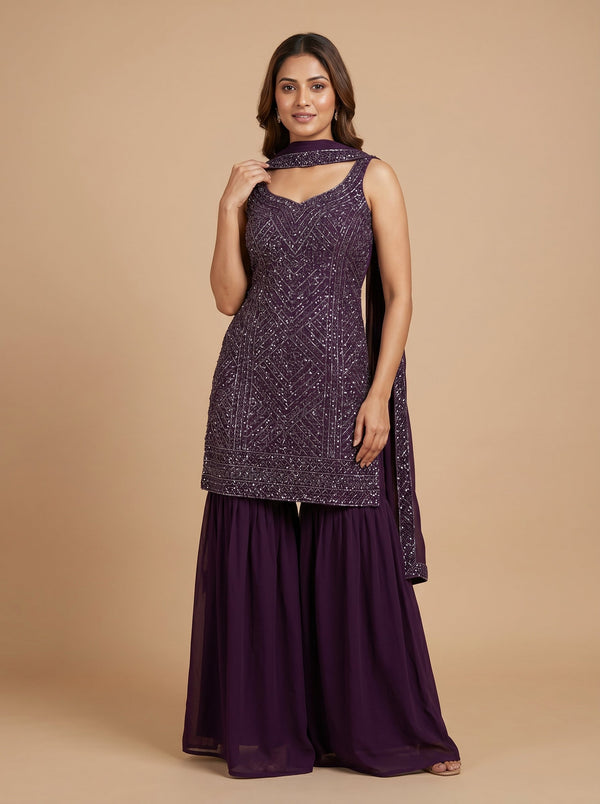 Iris Glow Purple Palazzo Set