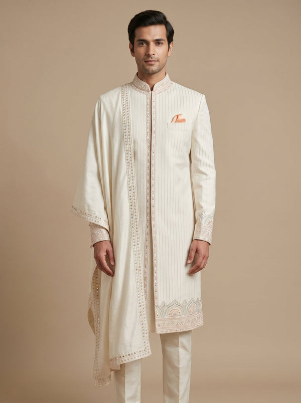 Buy Ivory Classic Sherwani | KALKI Fashion India