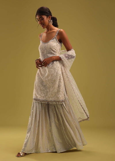 ivory white lucknowi embroidered net kurti-sg163332 11