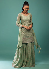 jade green sharara set with sequins 3
