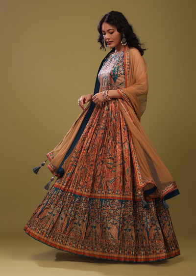 kalki festive multicolor anarkali suit in ajrakh-sg103300 2