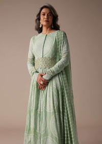 laurel green anarkali suit in georgette with attached-sg108645 2