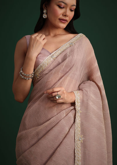 lavendar crushed tissue with cutdana embroidered border-sg267479 5