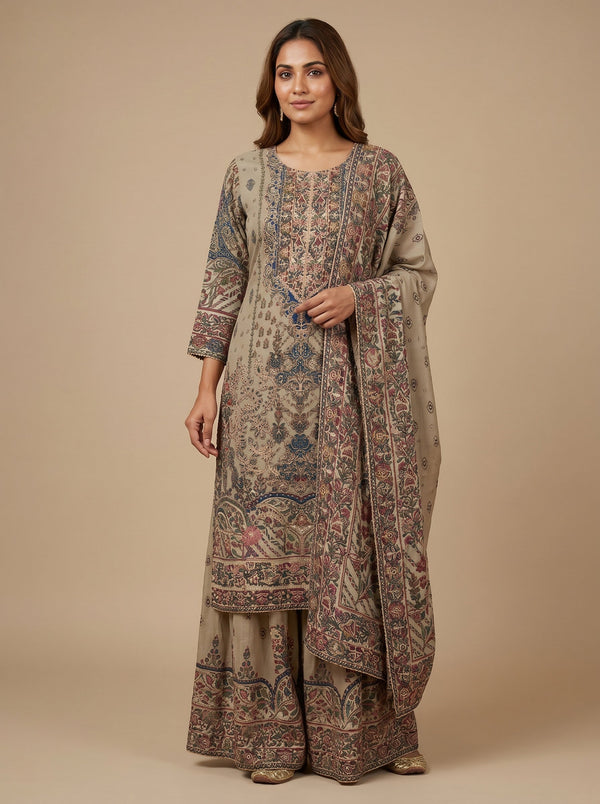 Leaf Sprout Green Kurti Pant Set