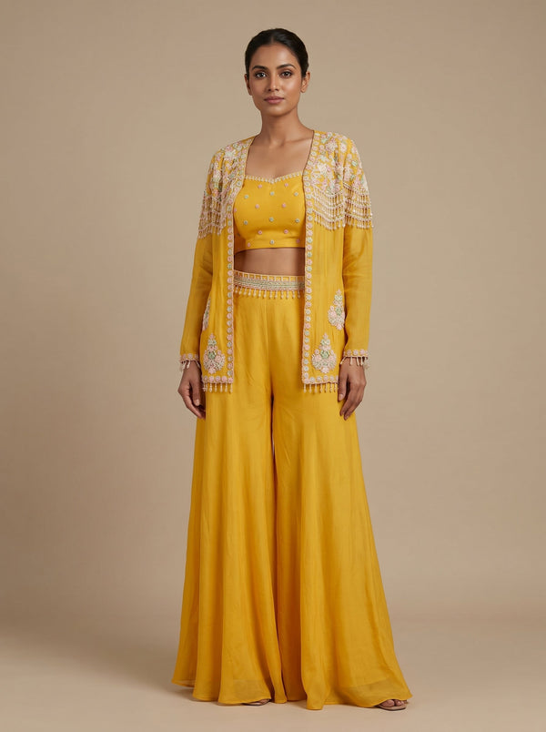 Lemon Zest Palazzo Crop Top Set