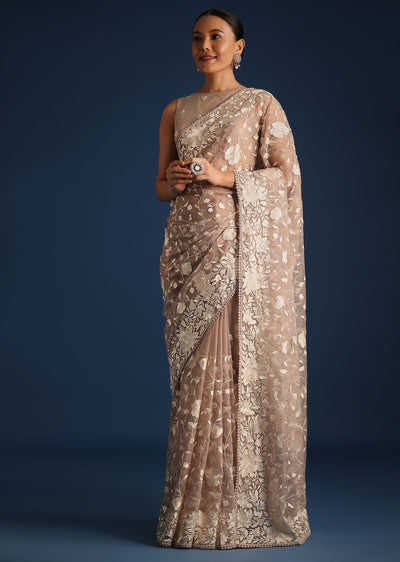 light brown organza resham thread embroidered saree-sg261618 5