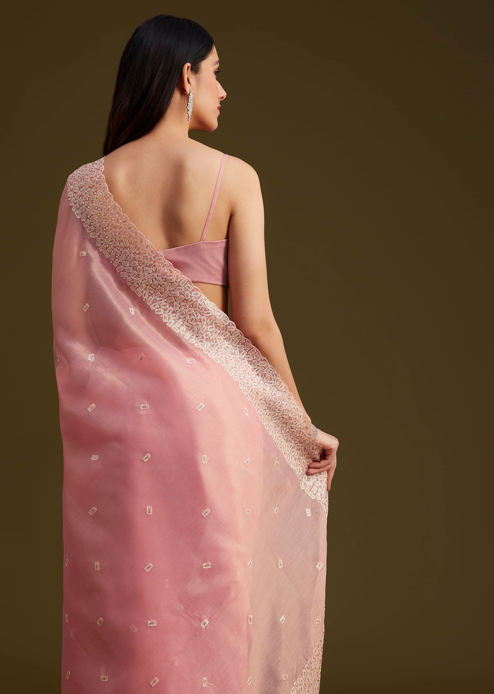 light pink tissue sequin and resham thread work saree-sg281765 10