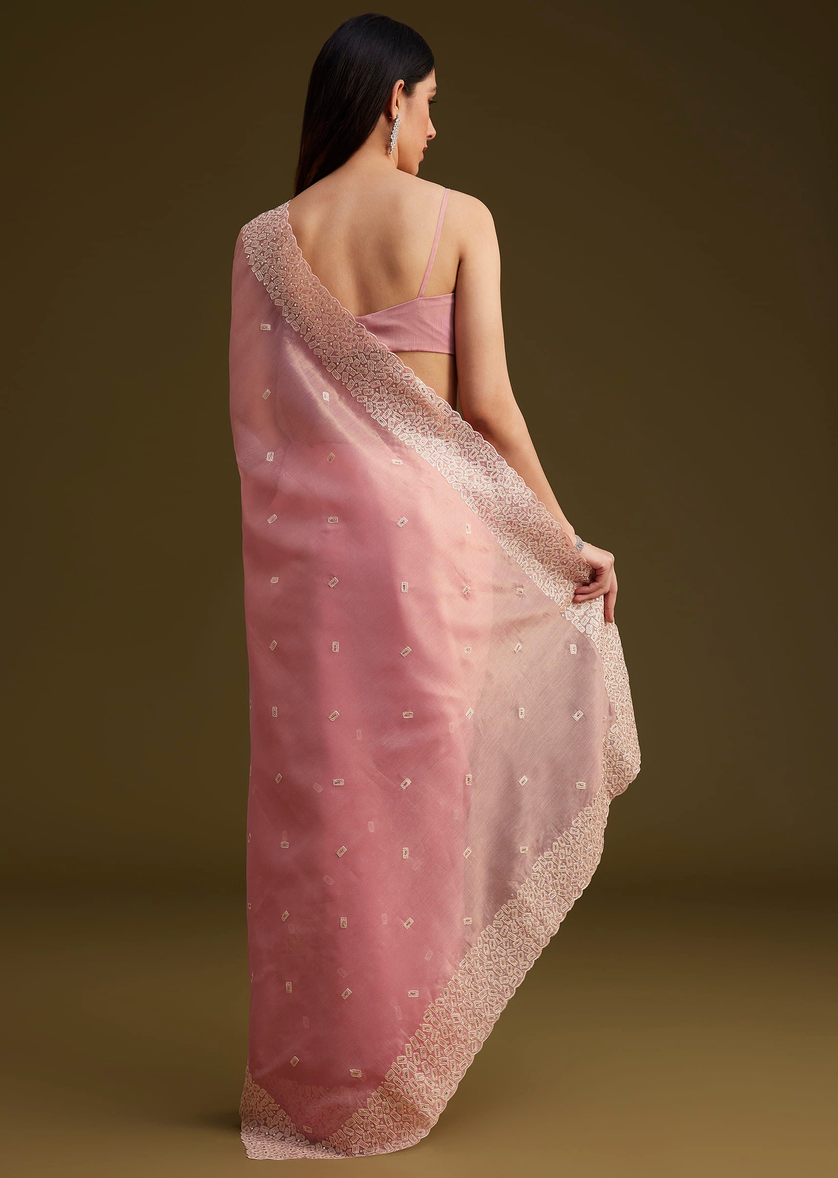 light pink tissue sequin and resham thread work saree-sg281765 11