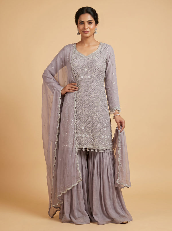Lilac Pearl Sharara Set