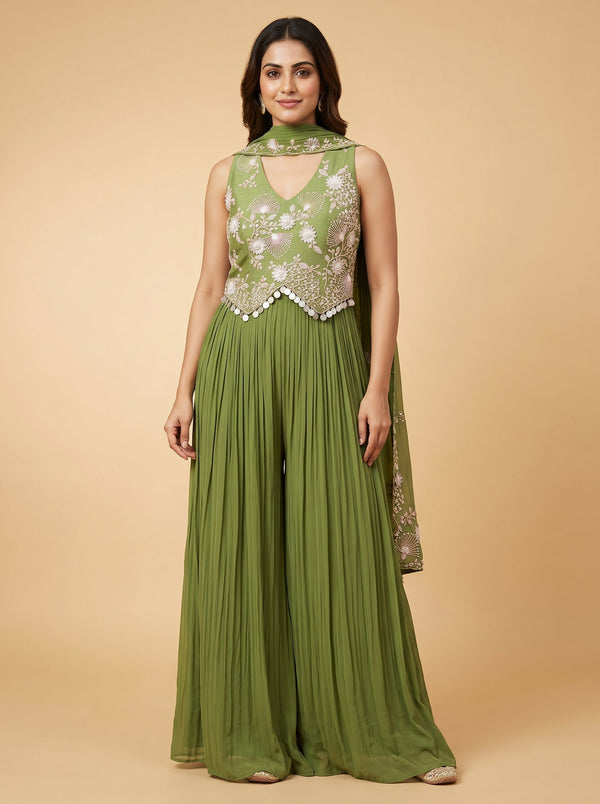 Lush Green Crop Top Set