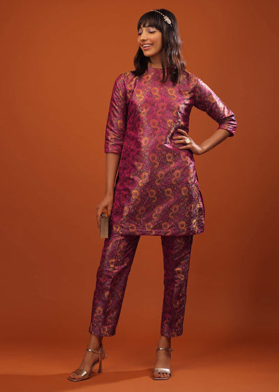 magenta haze purple banarasi brocade short-sg100399 2