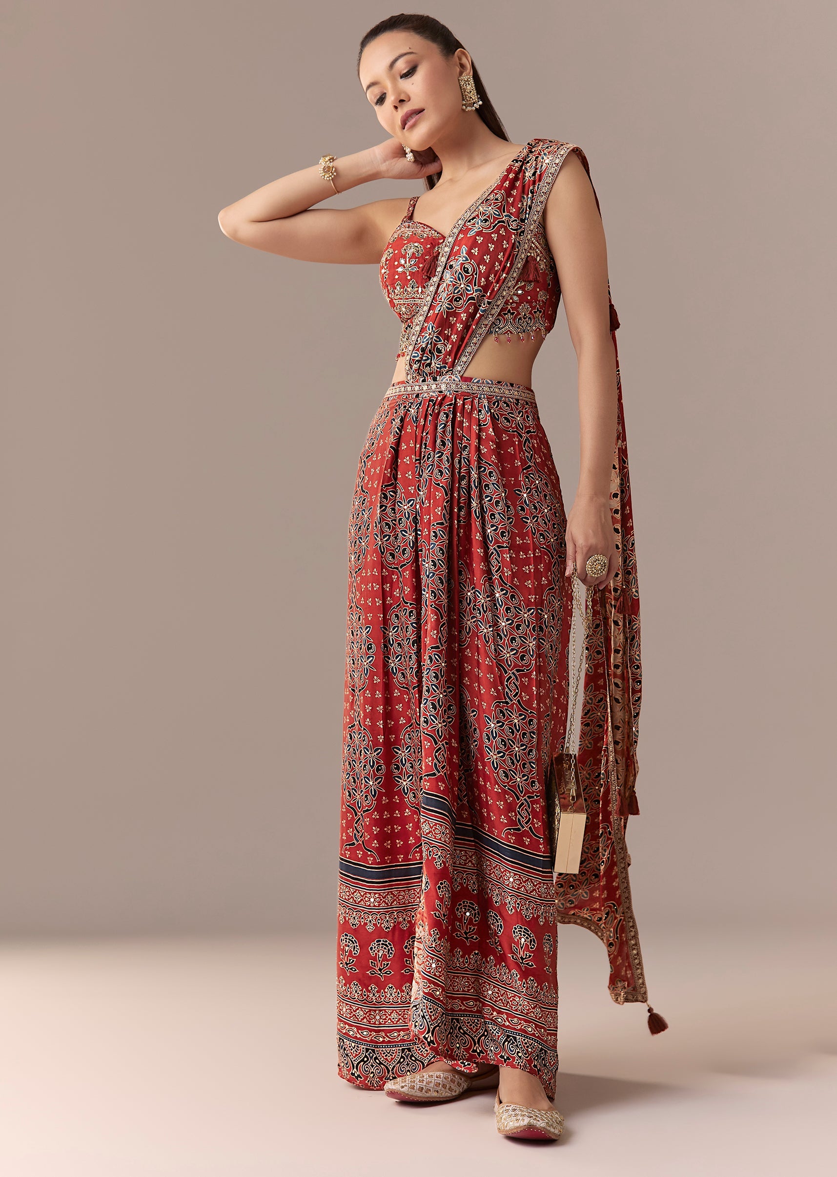 maroon-ajrakh-pre-draped-saree-set-with-mirror-work-blouse-sg376221-1 2981c997-8f62-4ce7-a467-08e02b7c0a33