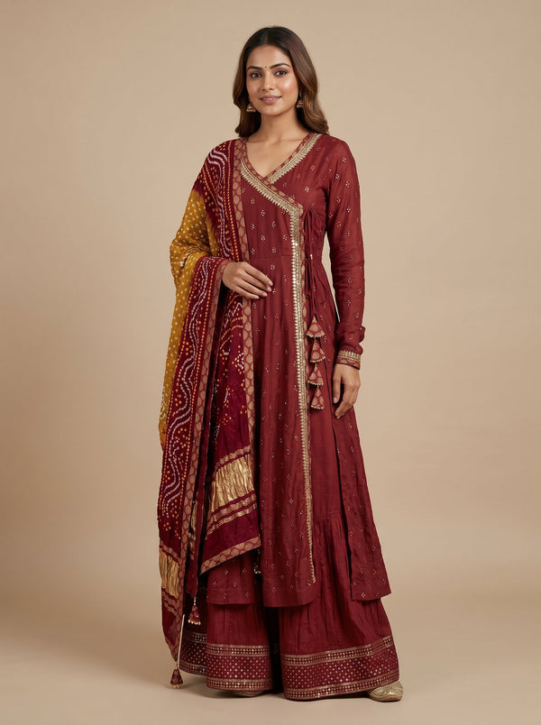 Maroon Depth Skirt Set