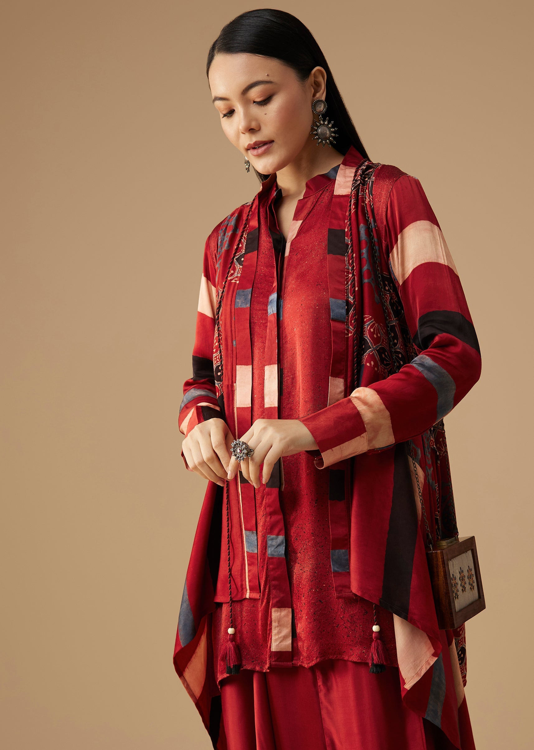 maroon-hand-dyed-ajrakh-jacket-shirt-and-dhoti-set-sg337285-4 2fd41f58-bb87-453e-880c-5f1c2381aeae