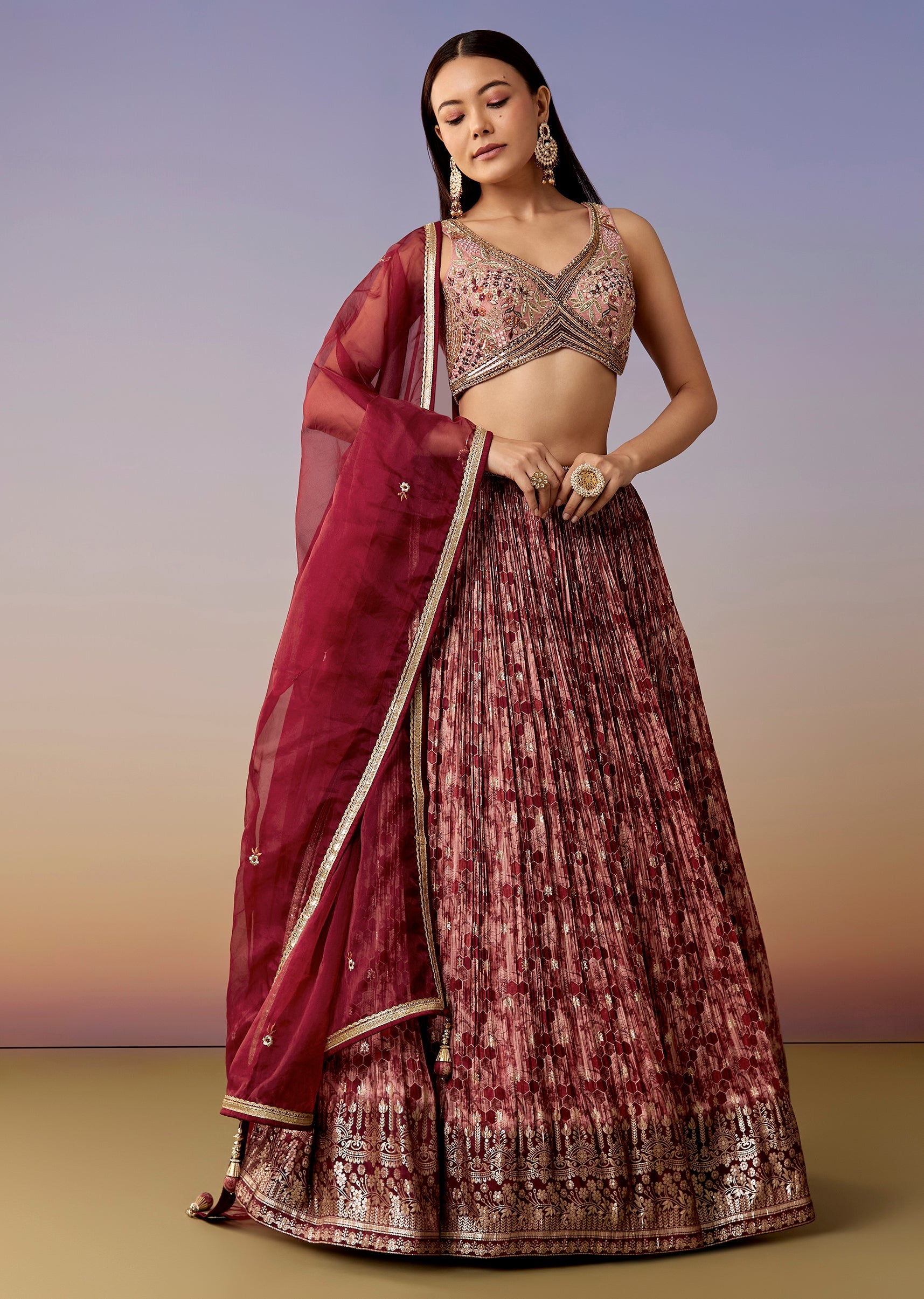 maroon-printed-bridesmaid-lehenga-set-sg389681-4 6542e154-890a-49f1-a4d3-f8fcd9a415ba