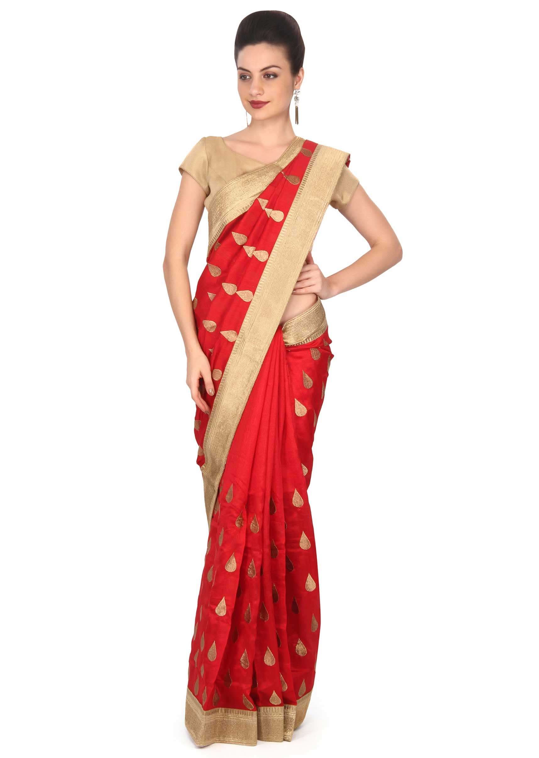 Maroon silk saree with weave embroidery only on Kalki - KALKI Fashion India