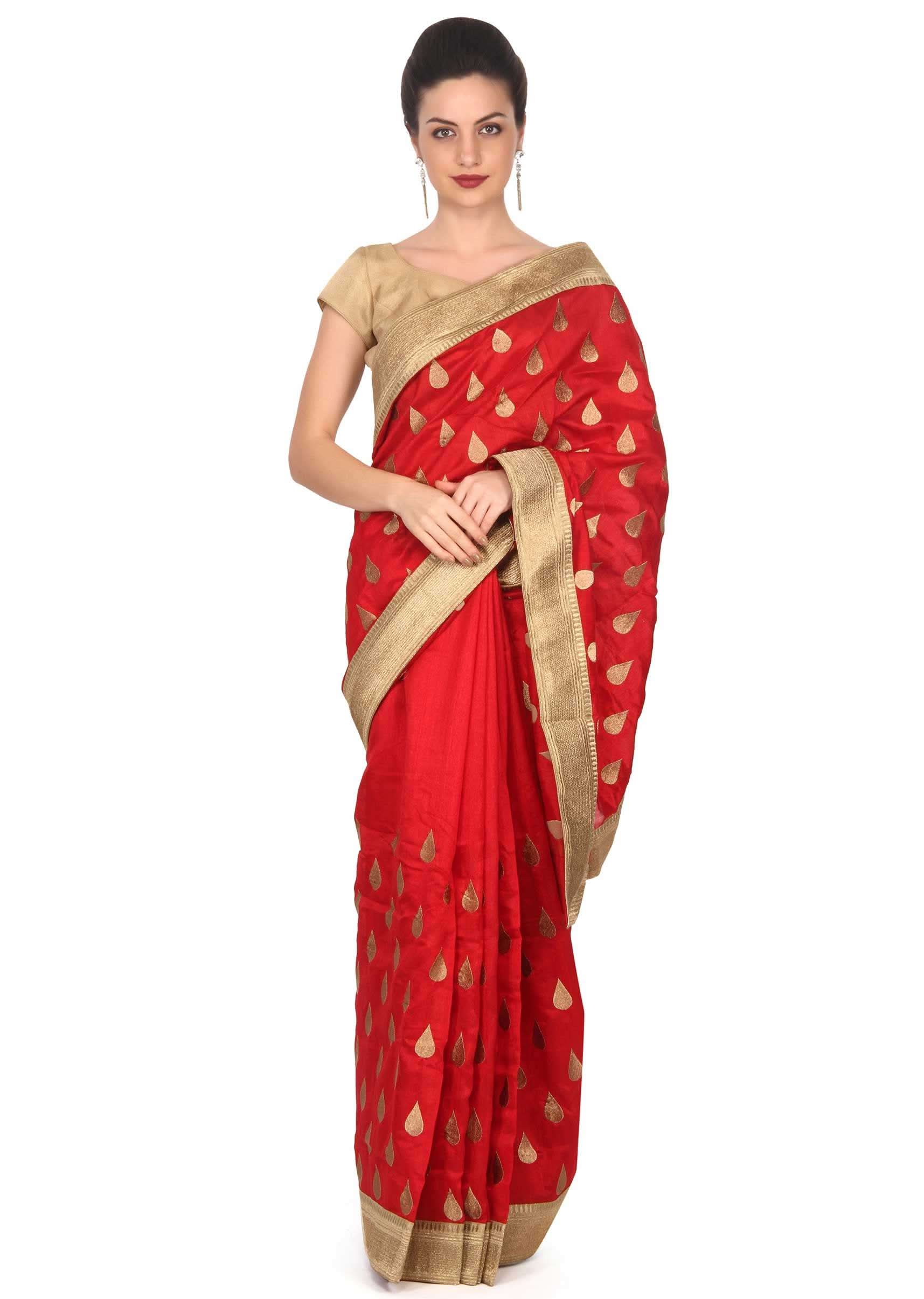 Maroon silk saree with weave embroidery only on Kalki - KALKI Fashion India