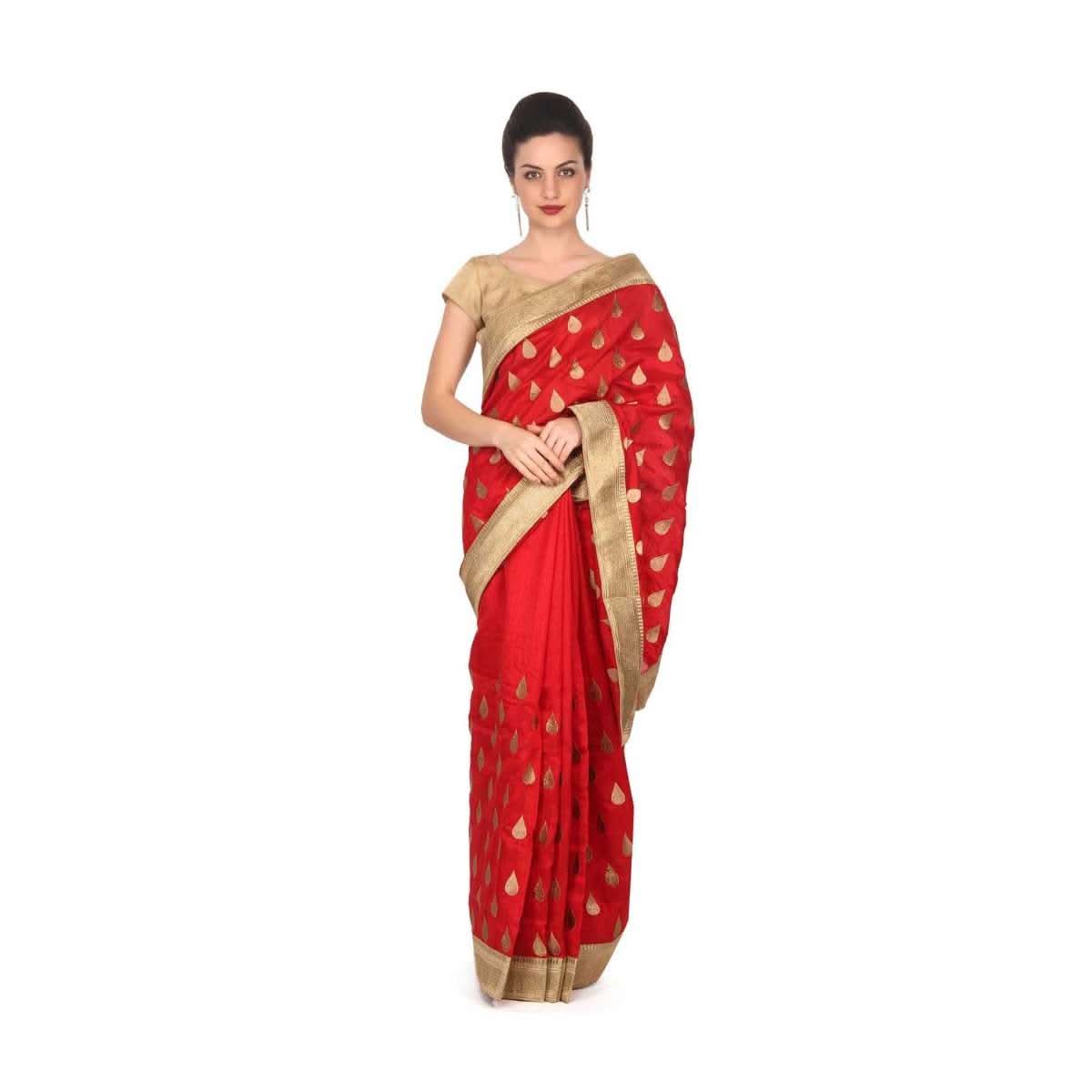 Maroon silk saree with weave embroidery only on Kalki - KALKI Fashion India