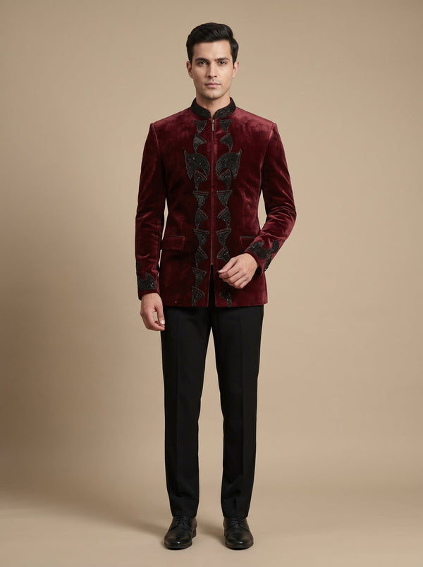 Maroon Wedding Jodhpuri Suit