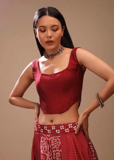 maroon corset blous-m001blm556y-sg91845 7