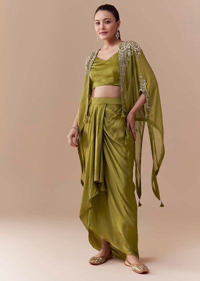 mehendi-green-crop-top-draped-skirt-set-with-sequin-cape-sg343803-1