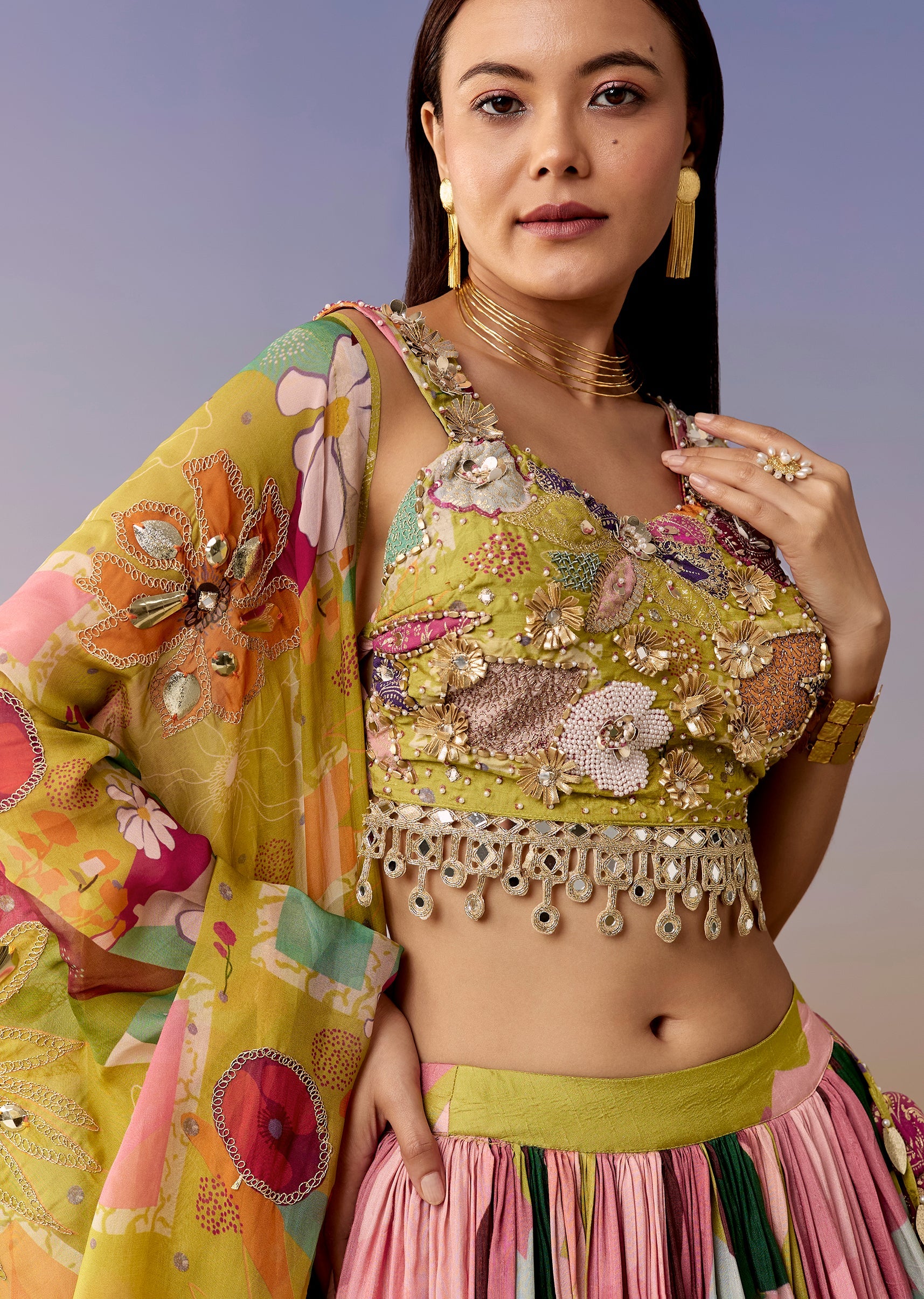 mehendi-green-printed-bridesmaid-lehenga-set-sg389790-3 6a90e250-0da0-42b5-8c9e-07b975a7b645