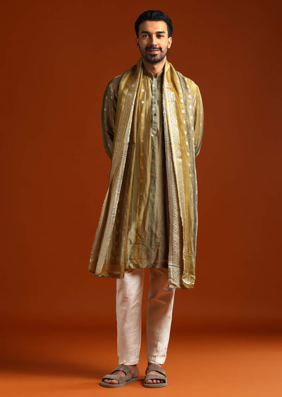 mehendi-green-silk-kurta-set-for-men-with-zari-embroidery-sg332580-1