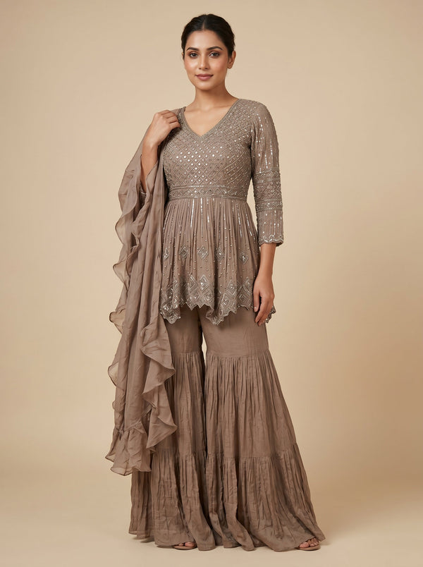 Mocha Earth Sharara Set