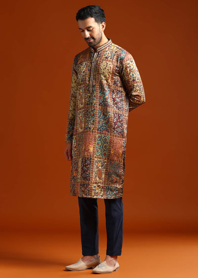 multicolour-kurta-set-for-men-with-printed-ethnic-motifs-sg321324-1