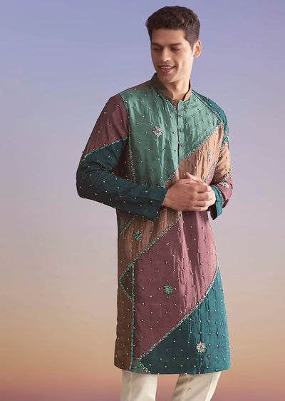 multicolour-silk-kurta-set-for-men-with-intricate-resham-work-sg332548-4