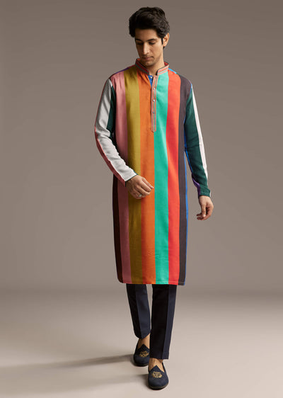 multicolour-silk-kurta-set-for-men-with-stripe-print-sg321236-1
