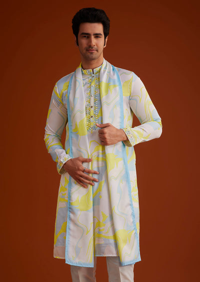 multicolour marble printed kurta set-sg263359 7