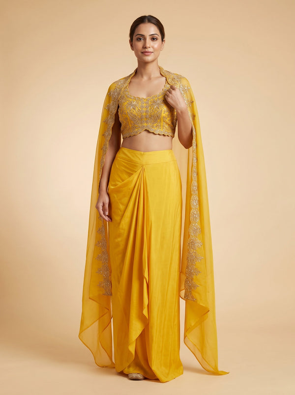 Mustard Yellow Dhoti Set