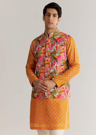 mustard-yellow-silk-3d-crystal-pearl-floral-kurta-jacket-set-sg323488-1