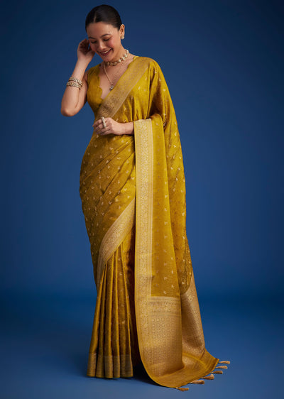mustard yellow dola silk saree-sg276495 3