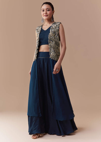 navy-blue-crop-top-silk-skirt-set-with-zari-jacket-sg365538-1