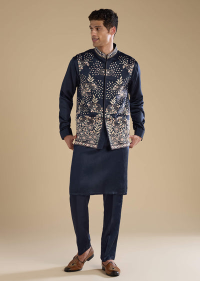 navy-blue-linen-jacket-kurta-set-with-patch-work-sg333020-1