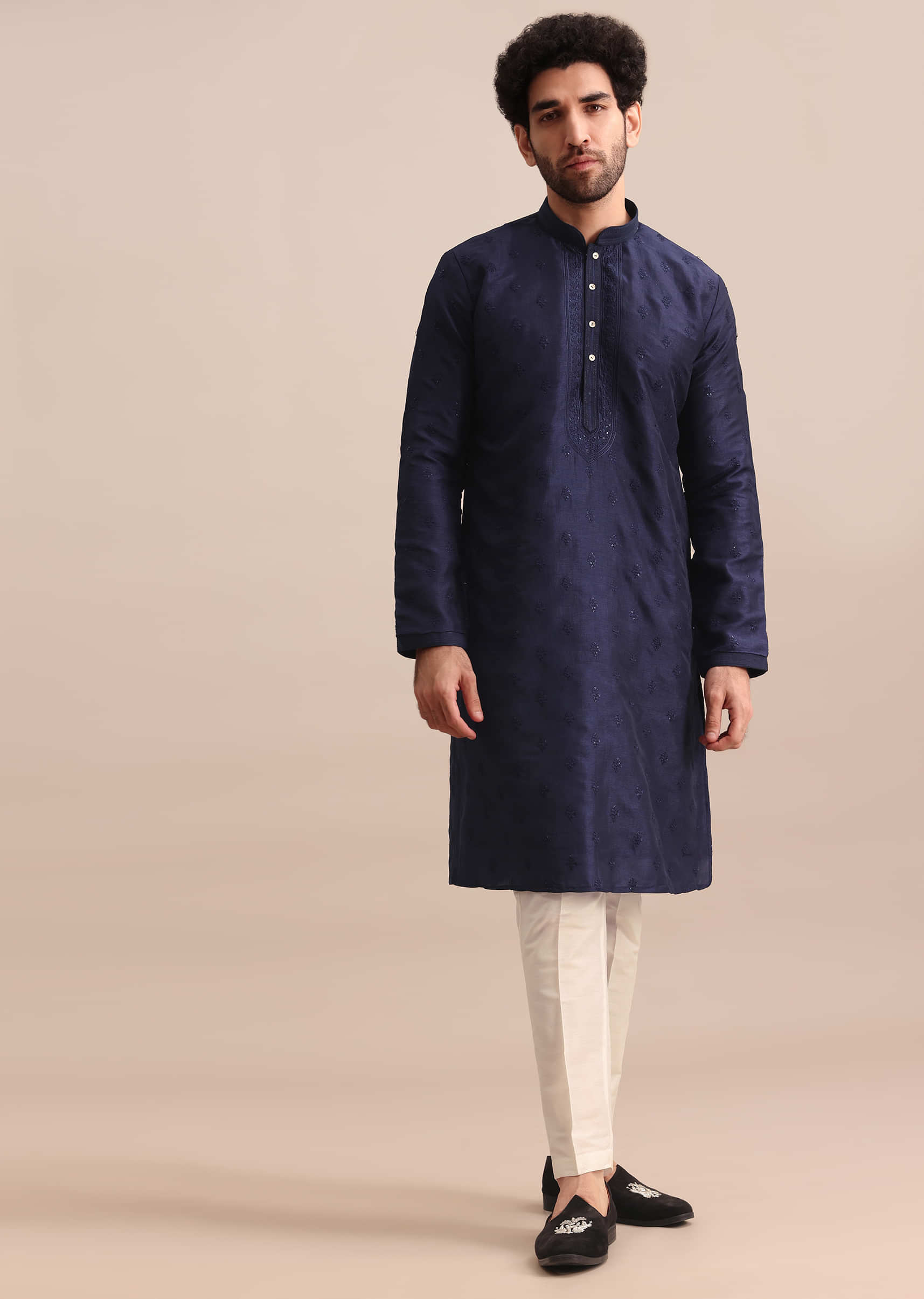navy blue silk kurta set with resham work for men-sg244625 1 75beaccc-f471-4371-b228-ebd4107b3105