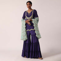 navy blue silk sharara set with zari embroidery-sg212169 1