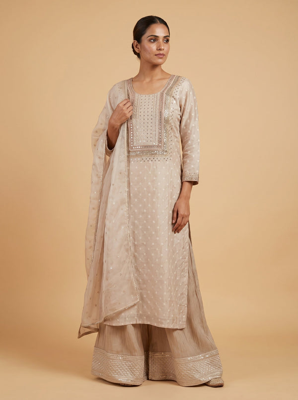 Neutral Sand Beige Palazzo Set