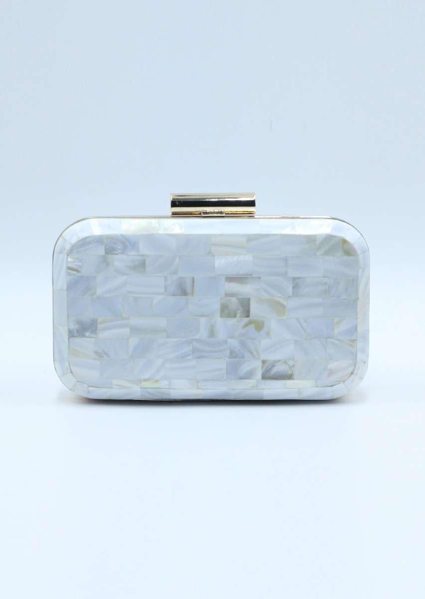 Off white marble stone rectangular clutch box