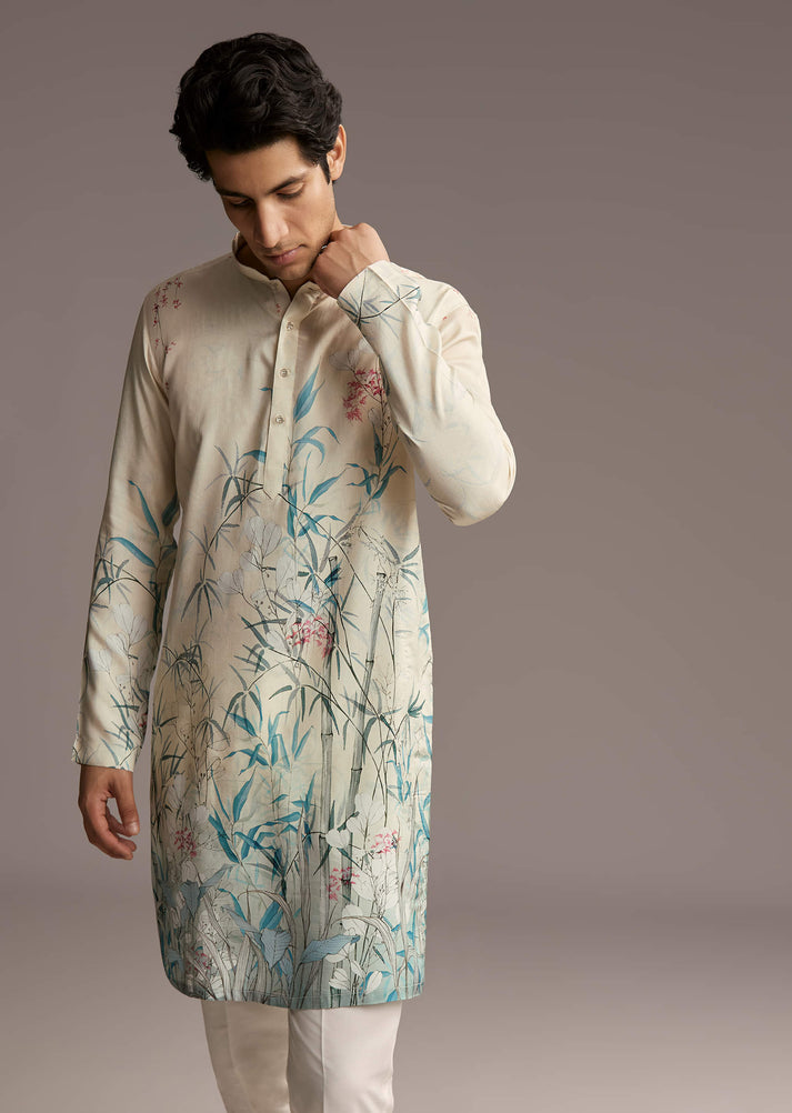 OFF-WHITE BOTANICAL KURTA PANT CO-ORD SET main image 1