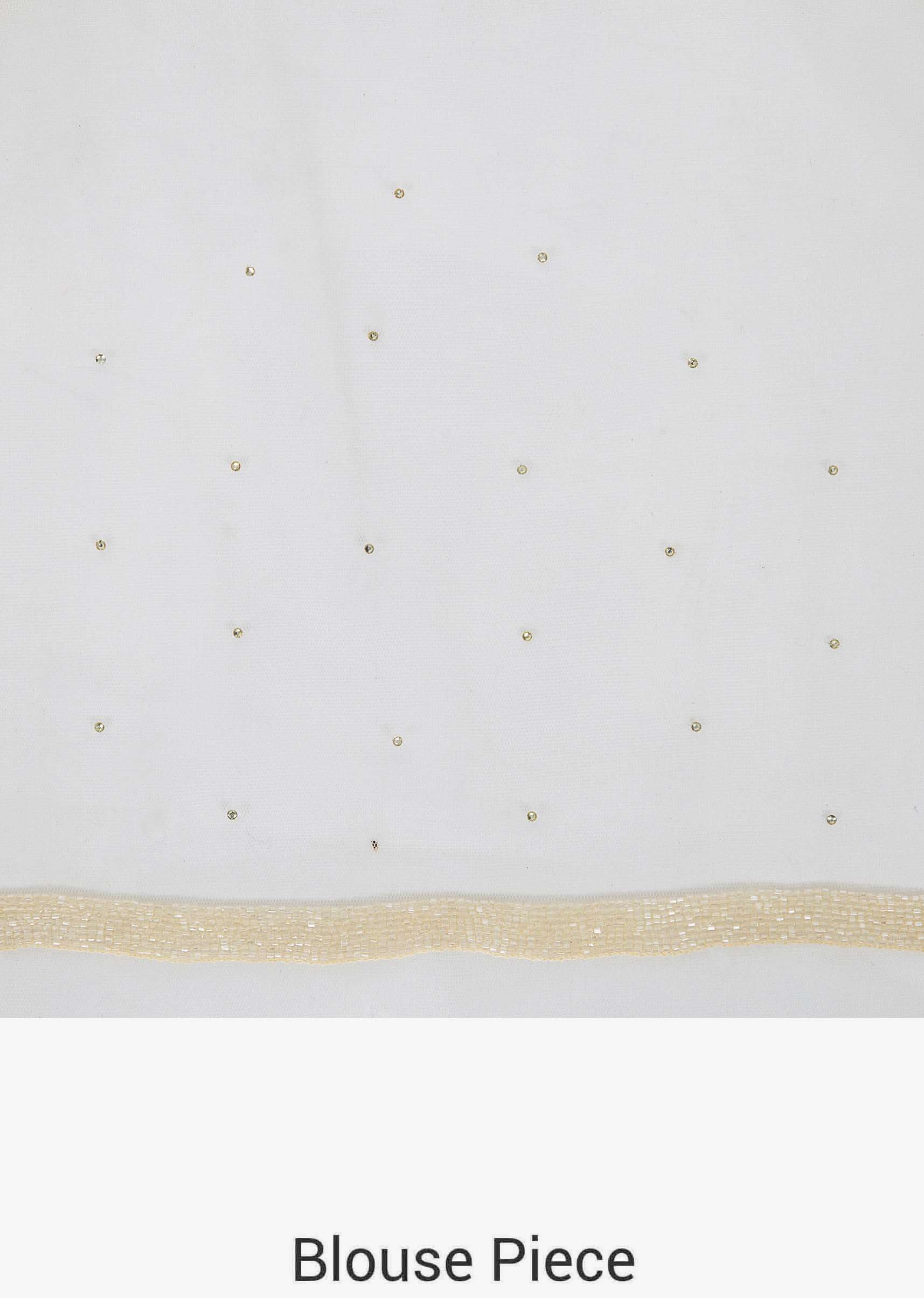 Off-white saree in net crafted in pretty thread work only on Kalki - KALKI Fashion India