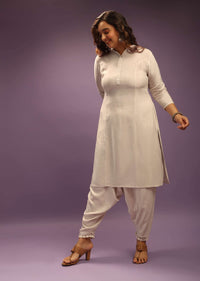 Off White Kurta Set In Cowl Pants Without Dupatta