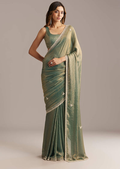 olive-green-chinon-saree-with-velvet-touch-and-sequin-work-sg317886-2