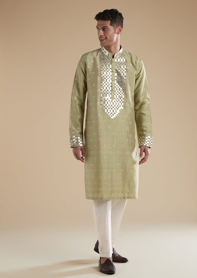 olive-green-silk-kurta-set-with-leather-metal-bead-work-sg323824-1 5989b92a-a68f-48ca-a352-53fea713d421