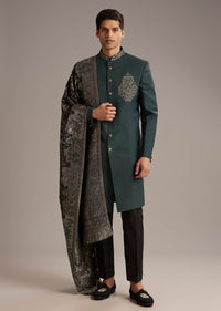 olive-rayon-groomsman-sherwani-with-intricate-hand-embroidery-sg333876-1