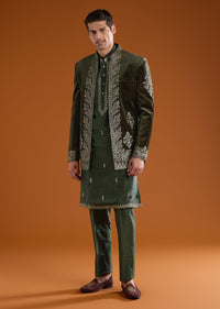 olive-velvet-jodhpuri-kurta-set-with-zardozi-embroidery-sg377602-1