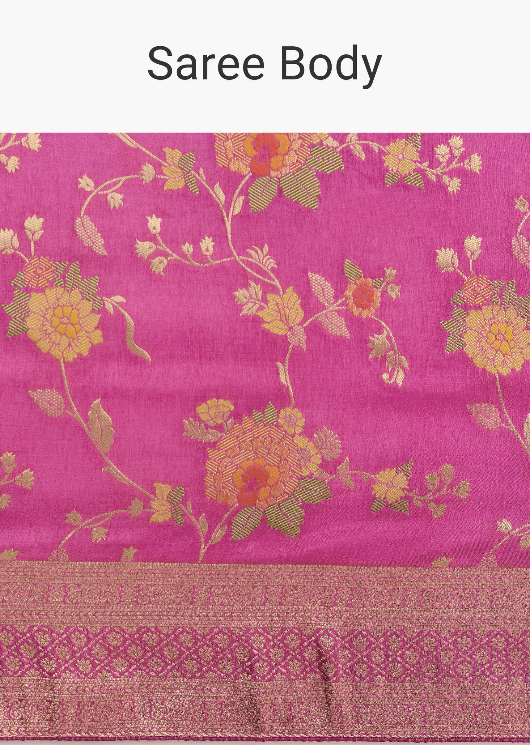 Buy Onion Pink Dola Silk Saree With Multicolor Floral Jaal